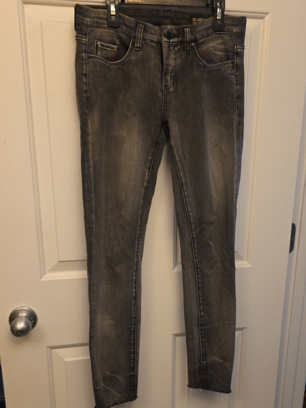 Blank NYC Gray Skinny Jeans with Faded Wash